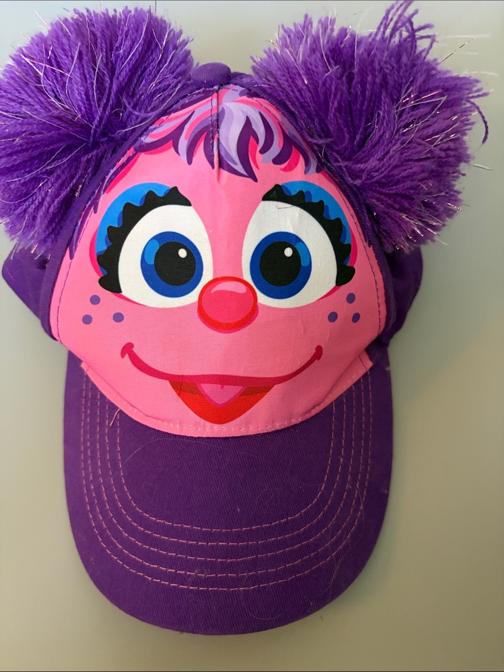 Sesame Street Abby hat - Purple & Pink Character Hat with Pom-Poms
